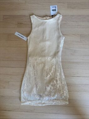 Prince Cream Sequin Sleeveless Party Dress